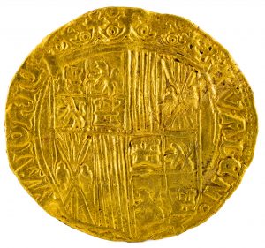 Goldmünze der Könige Fernando und Isabel